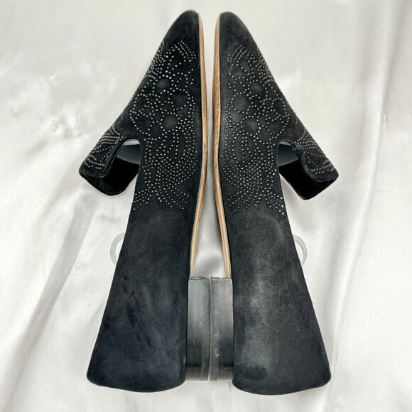Karl Lagerfeld Nova Floral Studded Black Suede Womens Size 10 Slip On Loafers - Picture 11 of 16